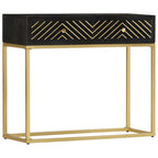 Mesa consola de madera maciza de mango dorado 90x30x75 cm