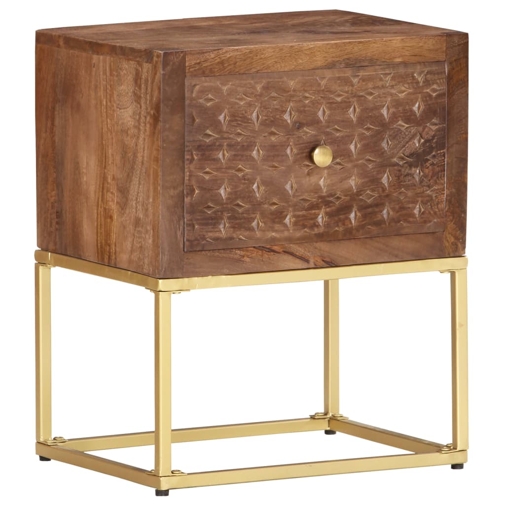 Mesita de noche de madera maciza de mango 40x30x50 cm