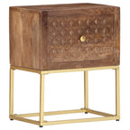 Mesita de noche de madera maciza de mango 40x30x50 cm