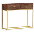 Mesa consola de madera maciza de mango 90x30x75 cm