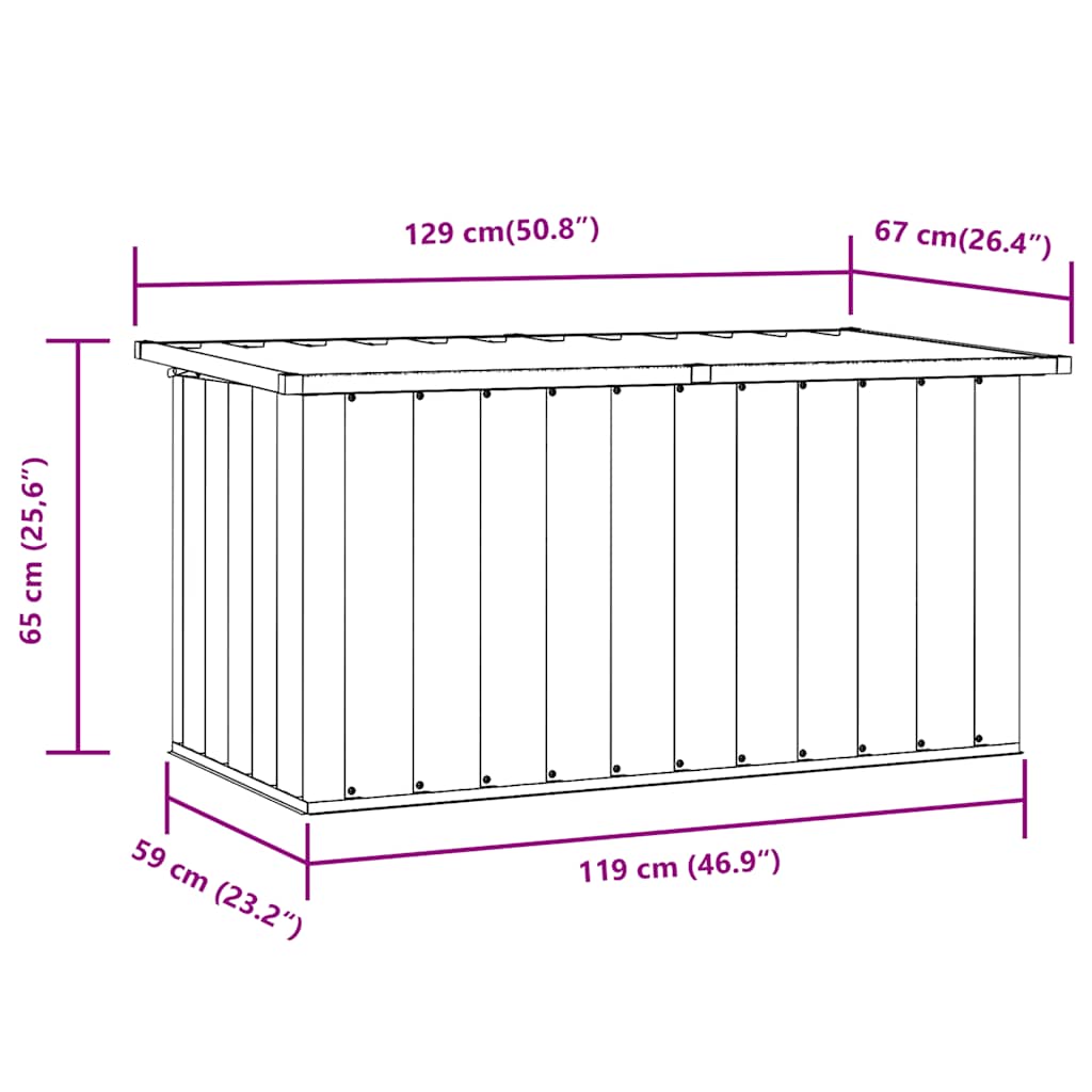 Caja de almacenaje para jardín gris antracita 129x67x65 cm