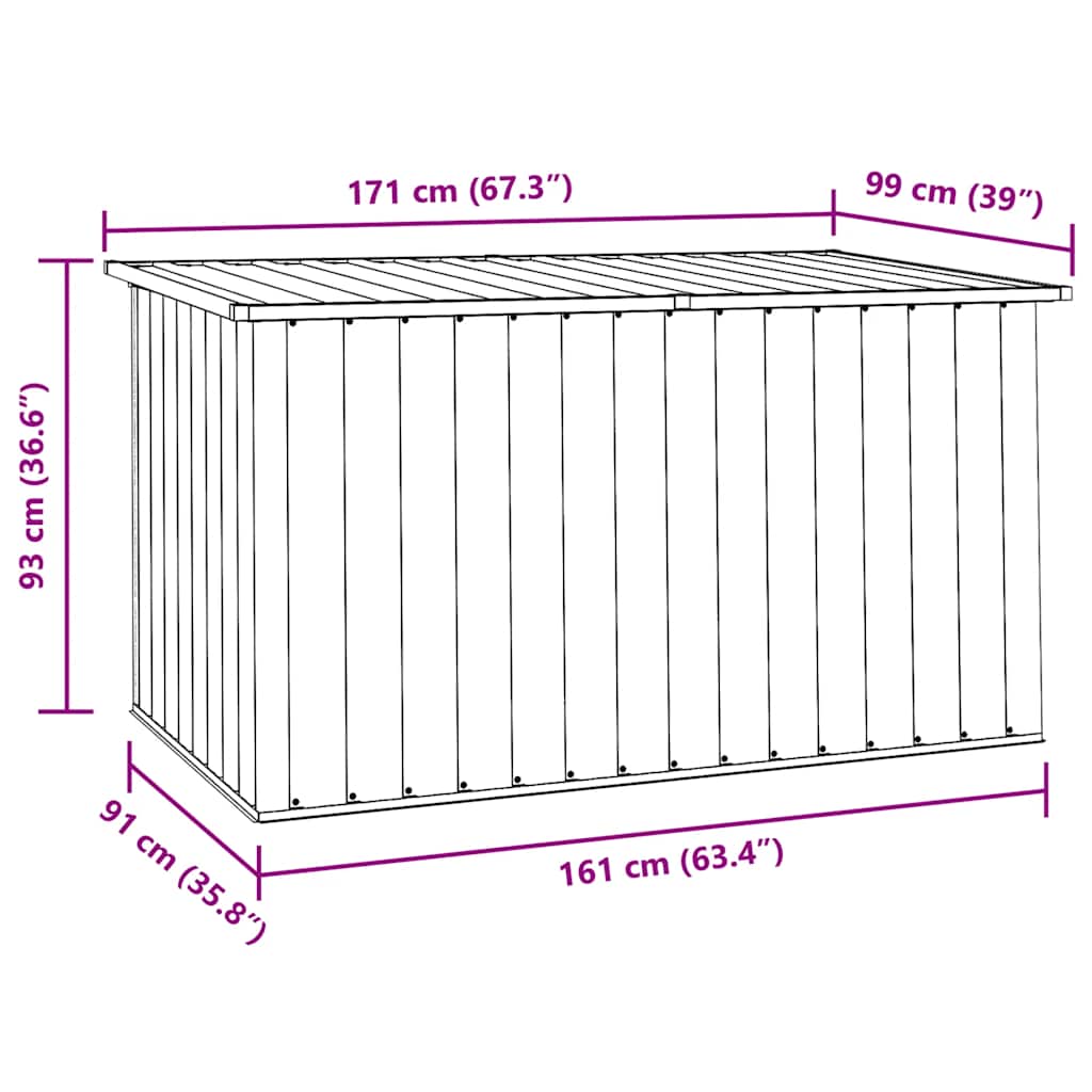 Caja de almacenamiento de jardín marrón 171x99x93 cm