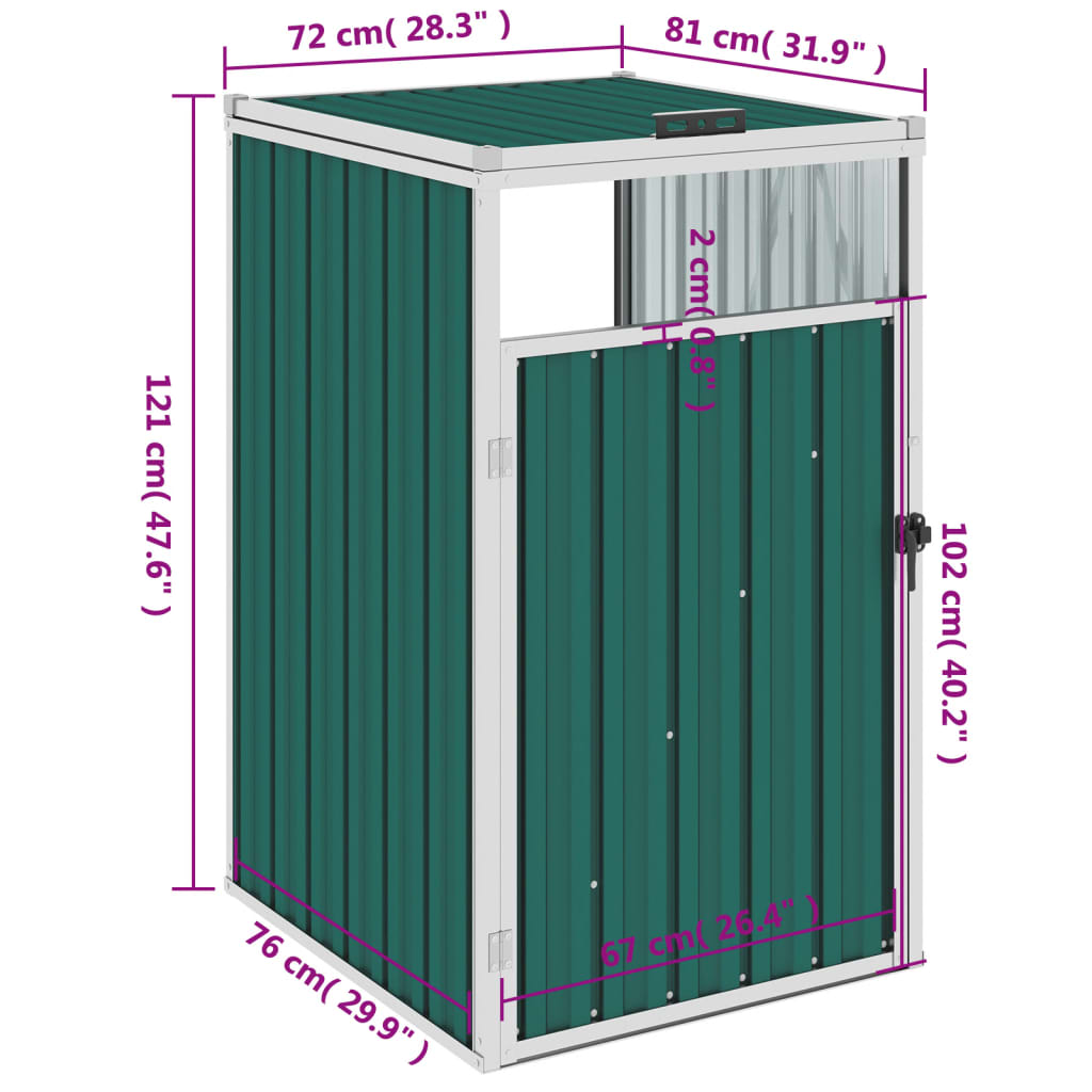 Cobertizo para contenedor de basura acero 72x81x121 cm
