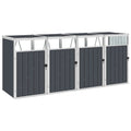 Cobertizo cuádruple cubo basura acero antracita 286x81x121 cm