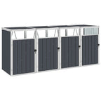Cobertizo cuádruple cubo basura acero antracita 286x81x121 cm