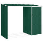 Cobertizo jardín de leña acero galvanizado verde 245x98x159 cm