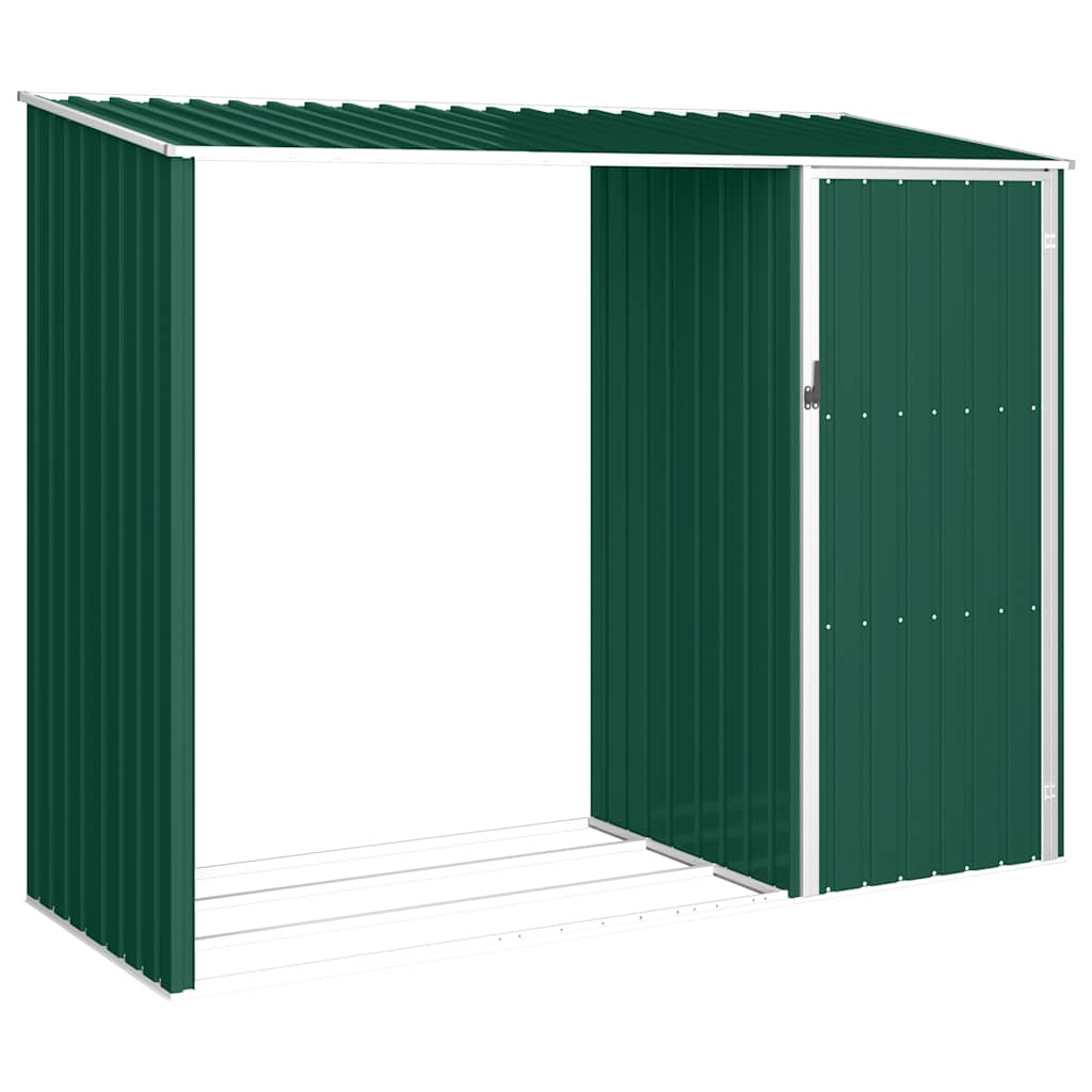 Cobertizo jardín de leña acero galvanizado verde 245x98x159 cm
