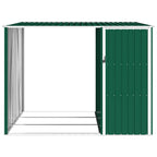 Cobertizo jardín de leña acero galvanizado verde 245x98x159 cm