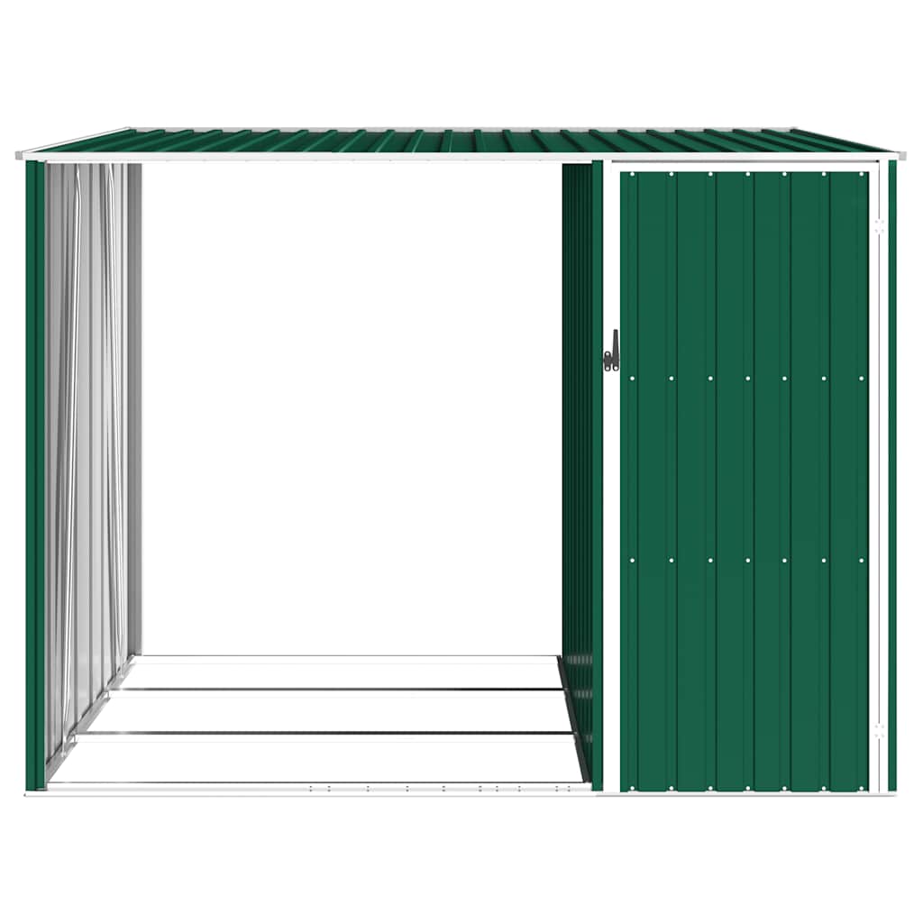 Cobertizo jardín de leña acero galvanizado verde 245x98x159 cm