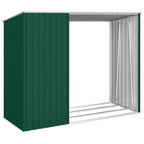 Cobertizo jardín de leña acero galvanizado verde 245x98x159 cm