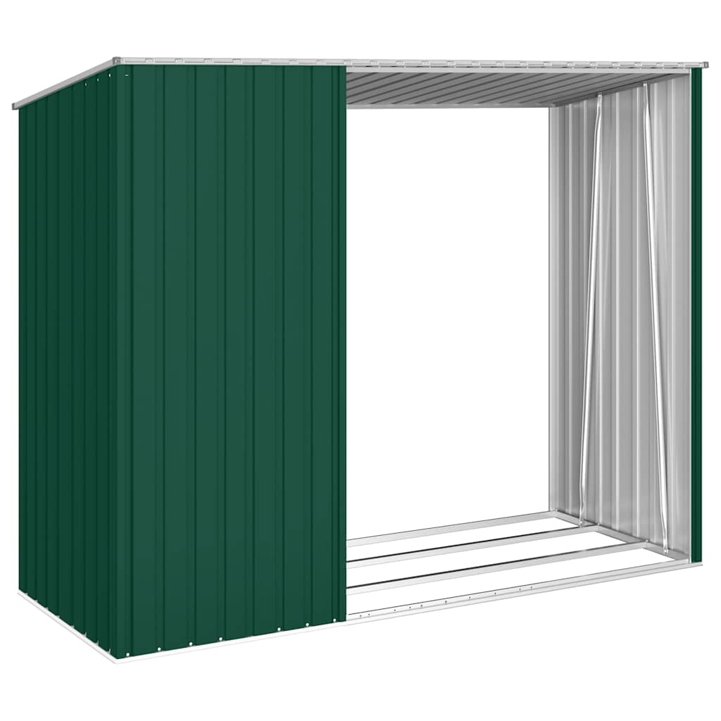 Cobertizo jardín de leña acero galvanizado verde 245x98x159 cm