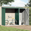 Cobertizo jardín de leña acero galvanizado verde 245x98x159 cm