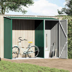 Cobertizo jardín de leña acero galvanizado verde 245x98x159 cm