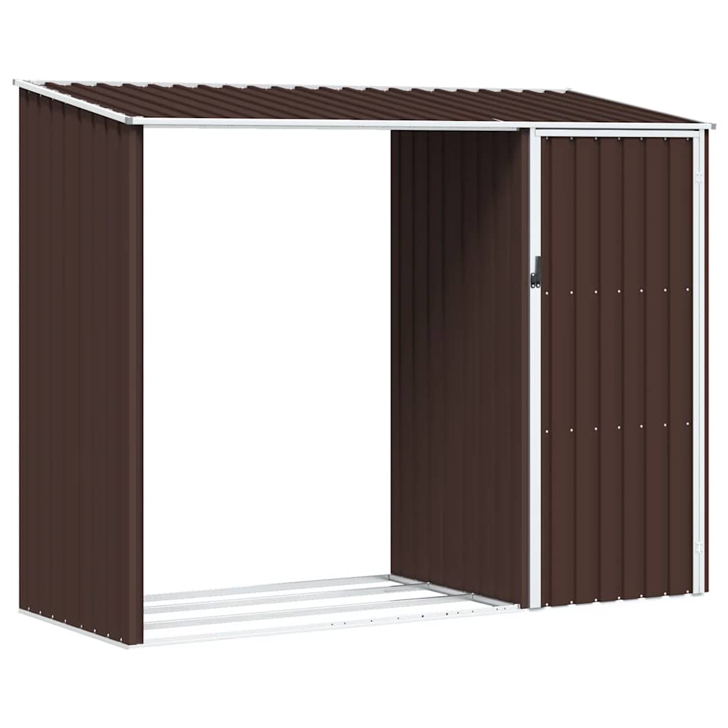 Cobertizo de jardín leña marrón acero galvanizado 245x98x159cm