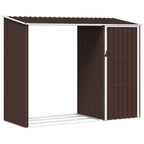Cobertizo de jardín leña marrón acero galvanizado 245x98x159cm