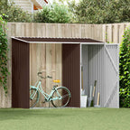 Cobertizo de jardín leña marrón acero galvanizado 245x98x159cm
