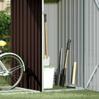 Cobertizo de jardín leña marrón acero galvanizado 245x98x159cm