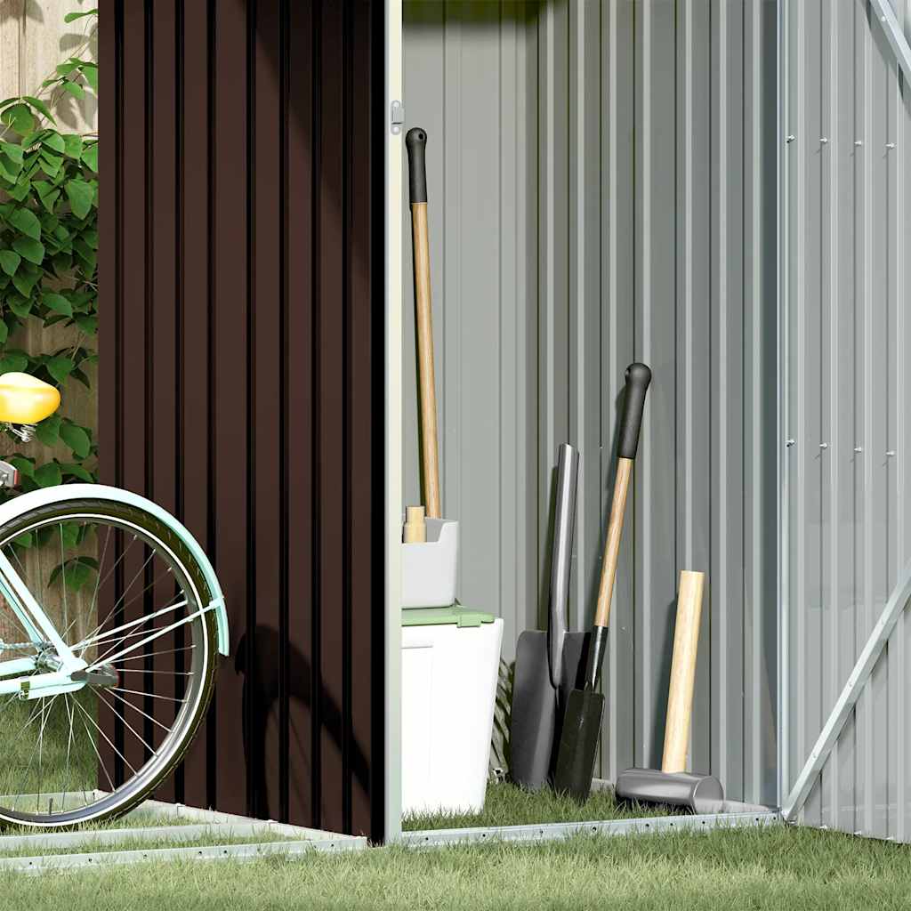 Cobertizo de jardín leña marrón acero galvanizado 245x98x159cm