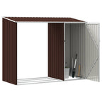 Cobertizo de jardín leña marrón acero galvanizado 245x98x159cm