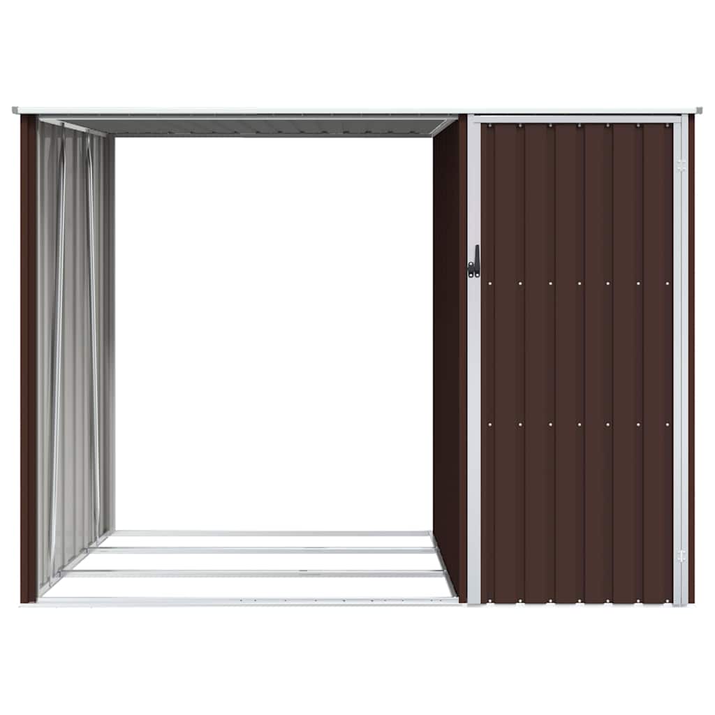 Cobertizo de jardín leña marrón acero galvanizado 245x98x159cm