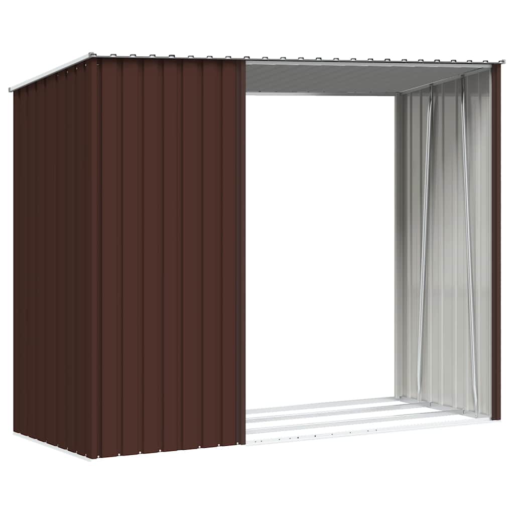 Cobertizo de jardín leña marrón acero galvanizado 245x98x159cm