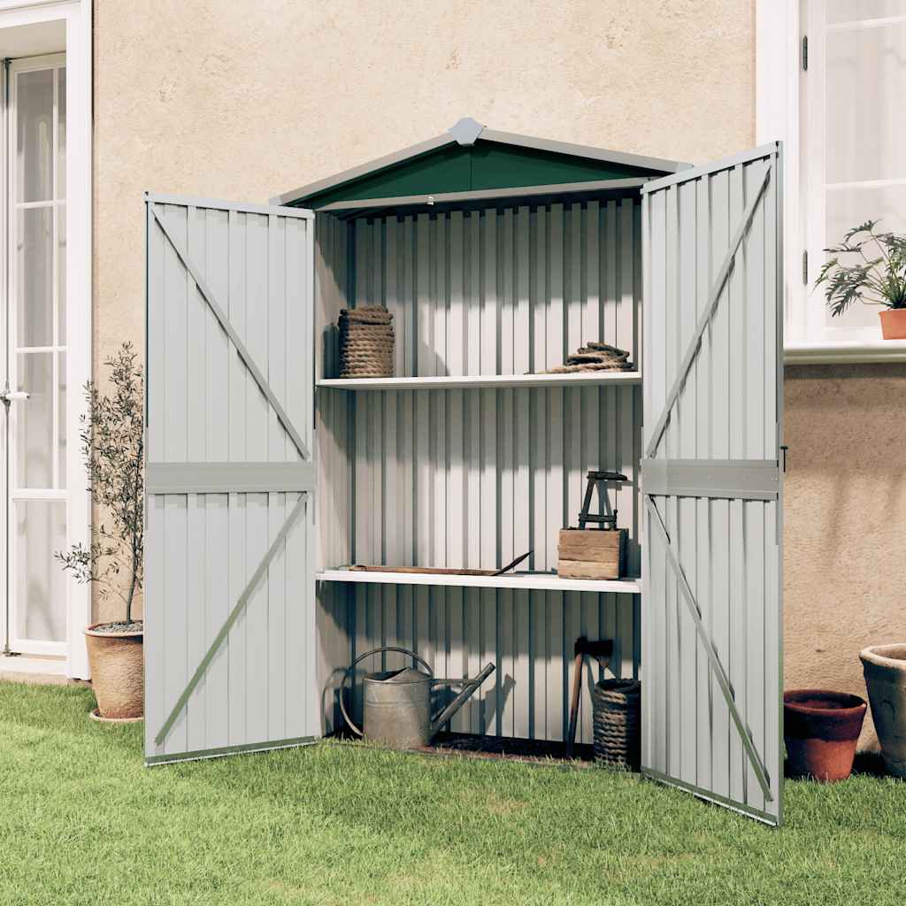 Galvanized steel garden shed grey 116x45x175 cm