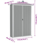 Cobertizo de jardín acero galvanizado gris 116x45x175 cm