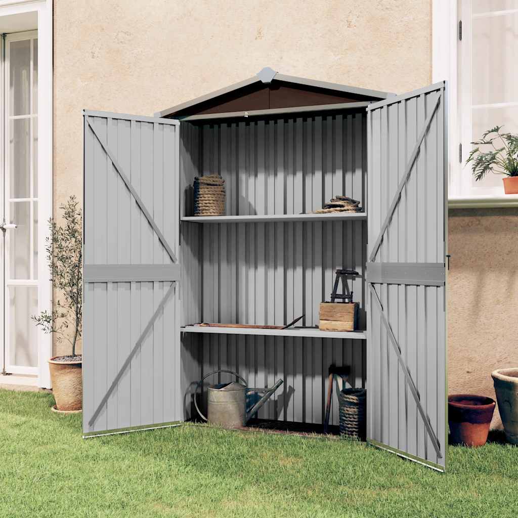 Galvanized steel garden shed grey 116x45x175 cm