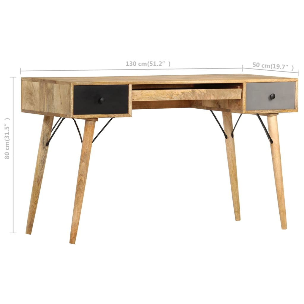 Escritorio con cajones de madera maciza de mango 130x50x80 cm
