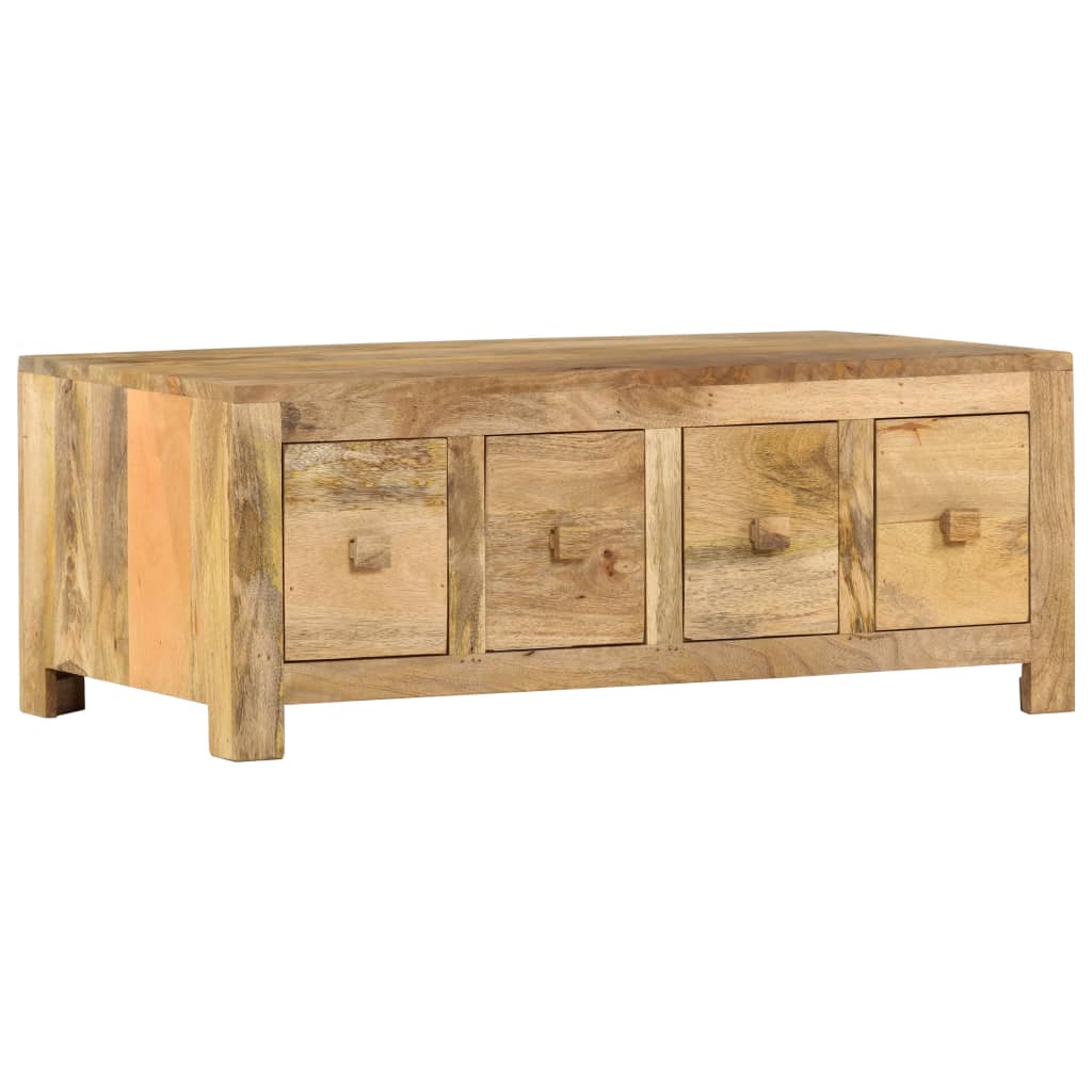 Coffee table with 4 drawers solid mango wood 90x50x35 cm