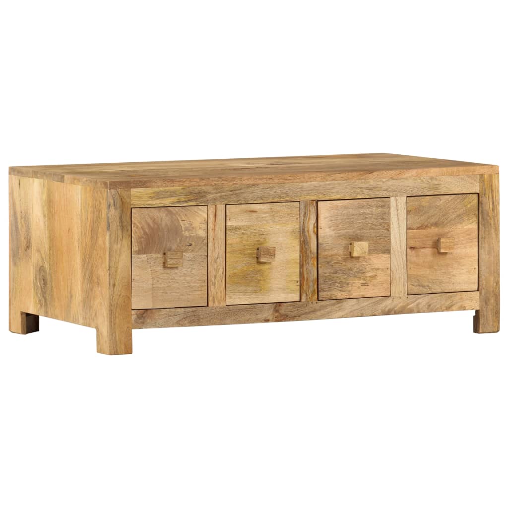 Mesa de centro con 4 cajones madera maciza de mango 90x50x35 cm