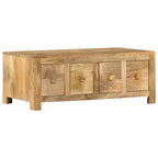 Mesa de centro con 4 cajones madera maciza de mango 90x50x35 cm