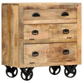 Aparador con ruedas de madera maciza de mango 70x40x75 cm