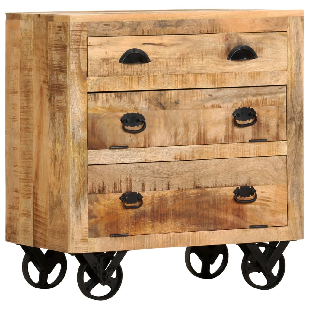Aparador con ruedas de madera maciza de mango 70x40x75 cm