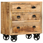 Aparador con ruedas de madera maciza de mango 70x40x75 cm