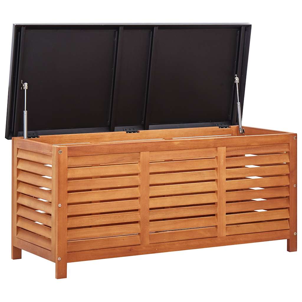 Caja de almacenaje jardín madera maciza eucalipto 117x50x55 cm