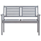 Banco de jardín 2 plazas madera maciza eucalipto gris 120 cm