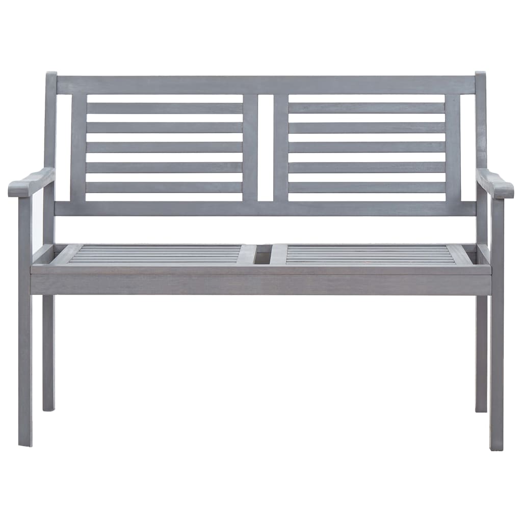 Banco de jardín 2 plazas madera maciza eucalipto gris 120 cm