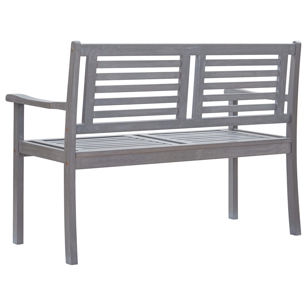 Banco de jardín 2 plazas madera maciza eucalipto gris 120 cm