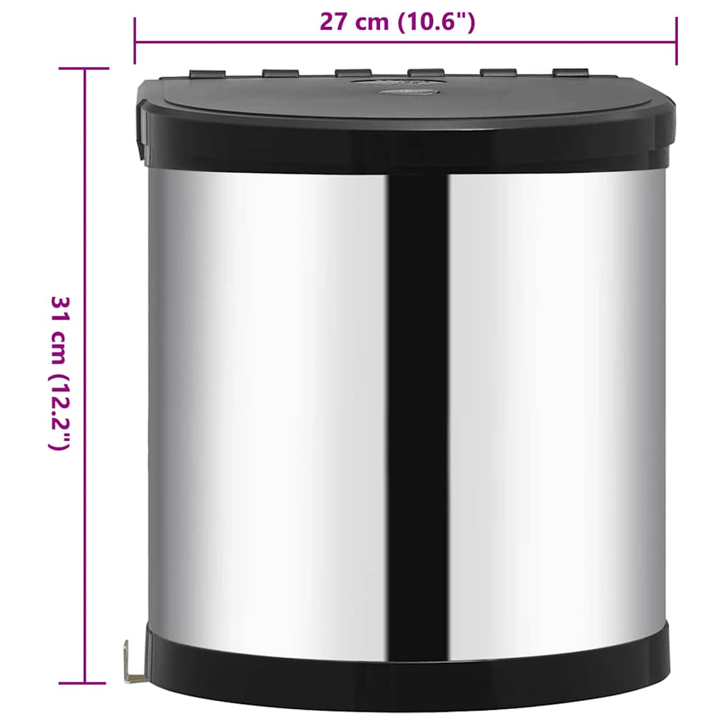 Papelera de cocina empotrada acero inoxidable 12 L