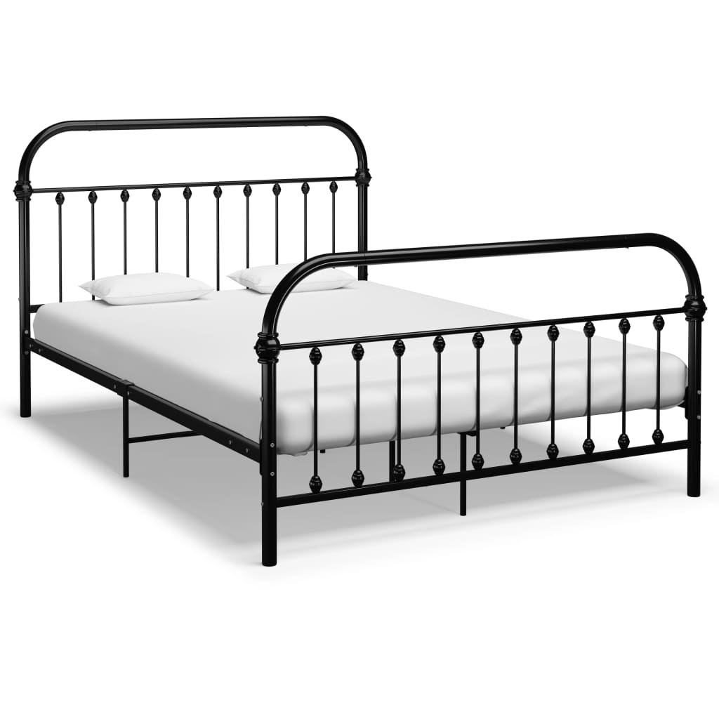 Estructura cama con cabecero sin colchón metal gris 160x200 cm