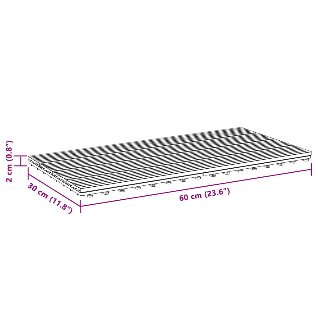 Tile de Decking 6 pcs Gris 60 x 30 cm WPC