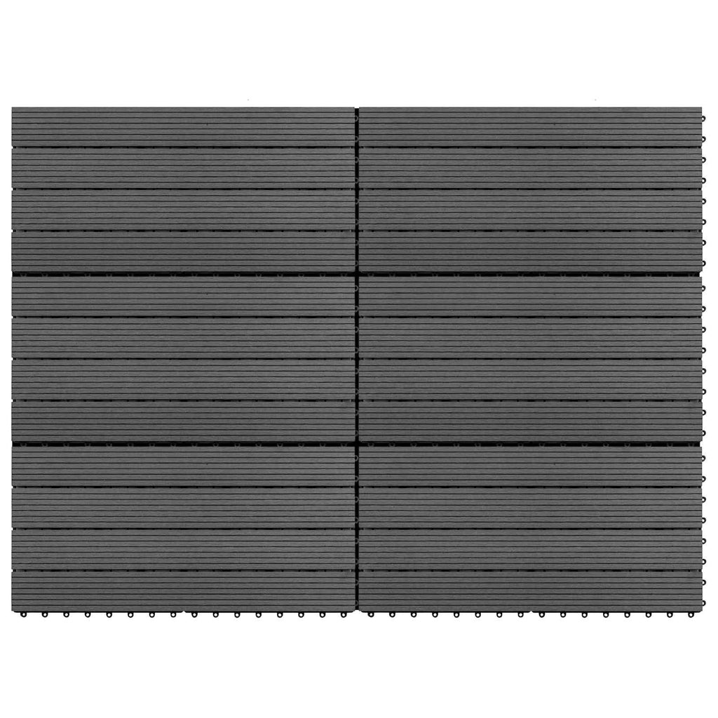 Tile de Decking 6 pcs Gris 60 x 30 cm WPC