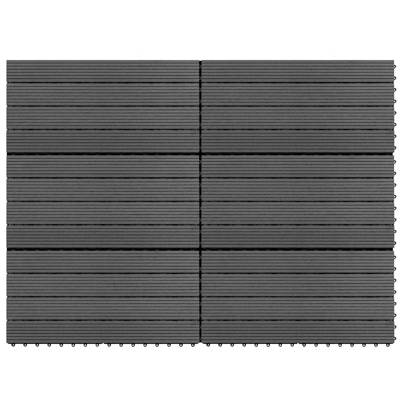 Tile de Decking 6 pcs Gris 60 x 30 cm WPC