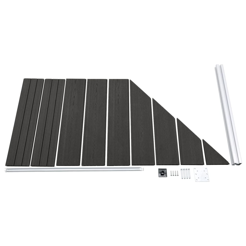 Panel de valla WPC gris 95x(105-180) cm