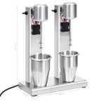 Batidora de batidos con doble vaso de acero inoxidable 2 L