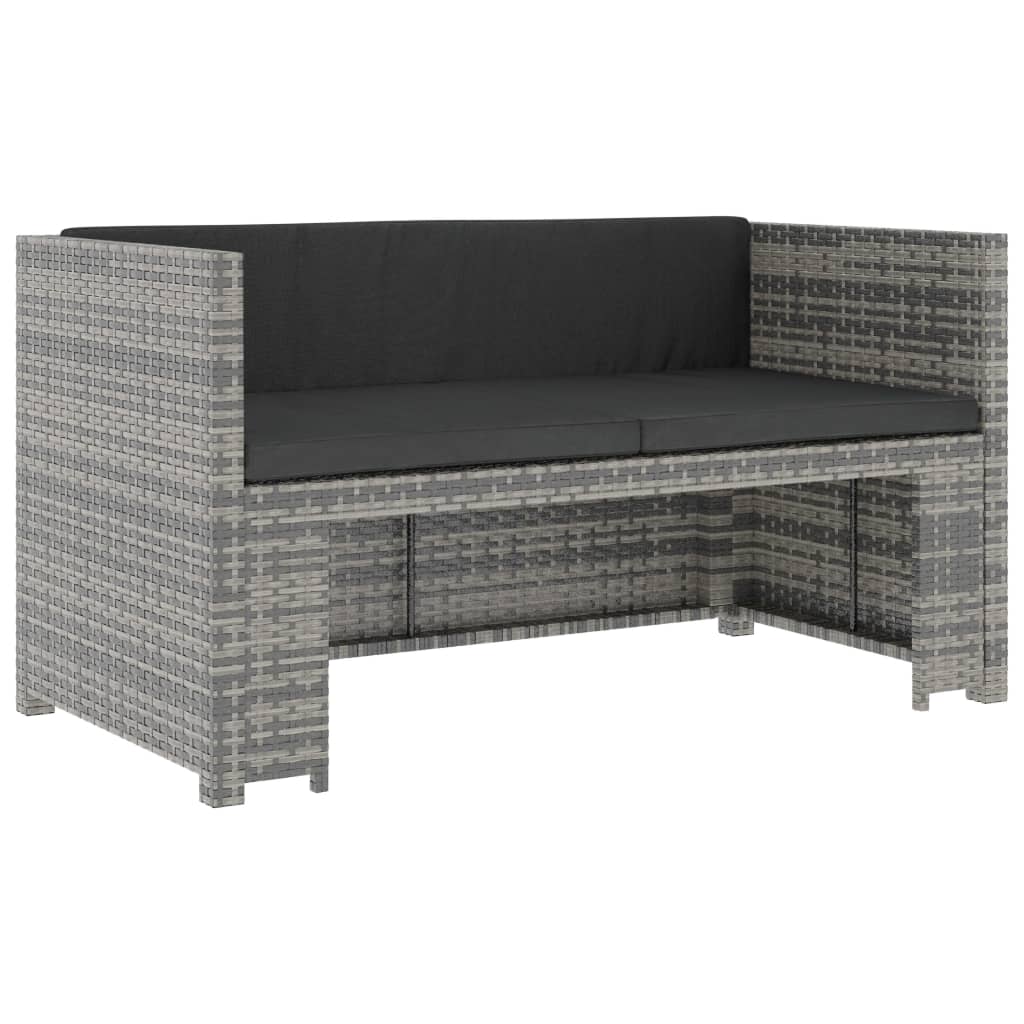 Set de muebles de jardín 5 pzas y cojines ratán sintético gris