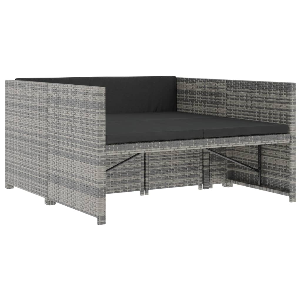 Set de muebles de jardín 5 pzas y cojines ratán sintético gris