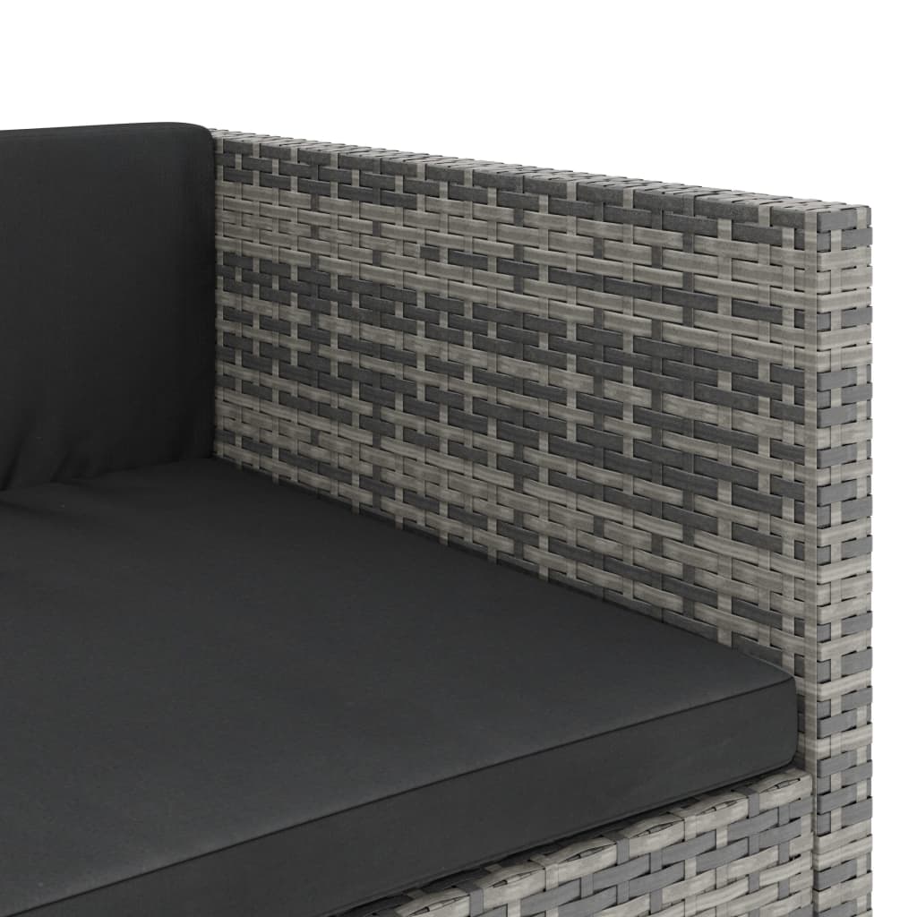 Set de muebles de jardín 5 pzas y cojines ratán sintético gris