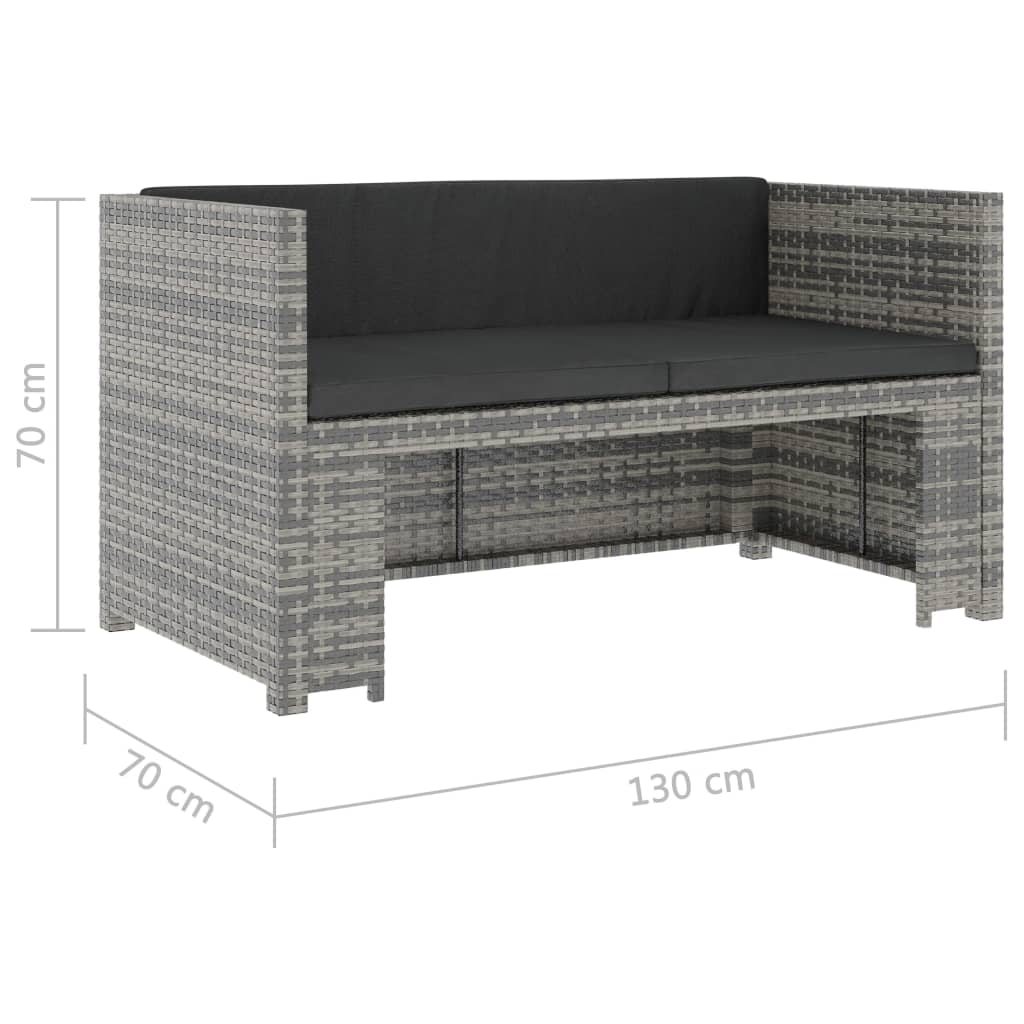 Set de muebles de jardín 5 pzas y cojines ratán sintético gris